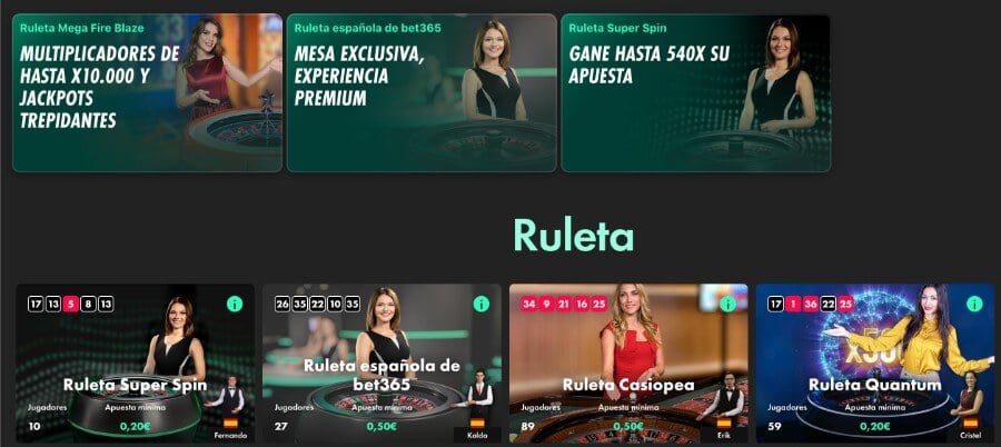 Jugar a ruleta en vivo Bet365