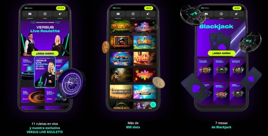 ruleta en vivo, slots y blackjack disponibles en Versus Casino online