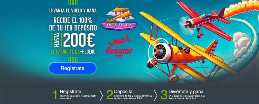 200 euros bienvenida Codere casino aviator y high flyer