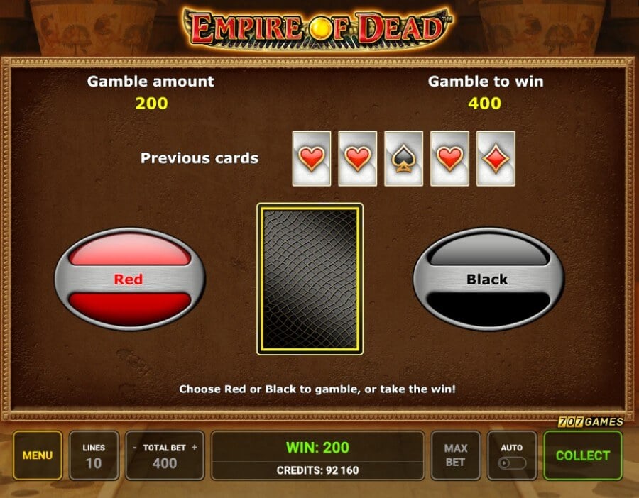 Juego de bonificación en la slot Empire of Dead