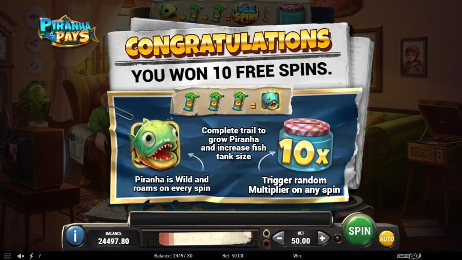 Piranha Pays free spins