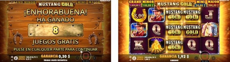 slot Mustang Gold giros gratis