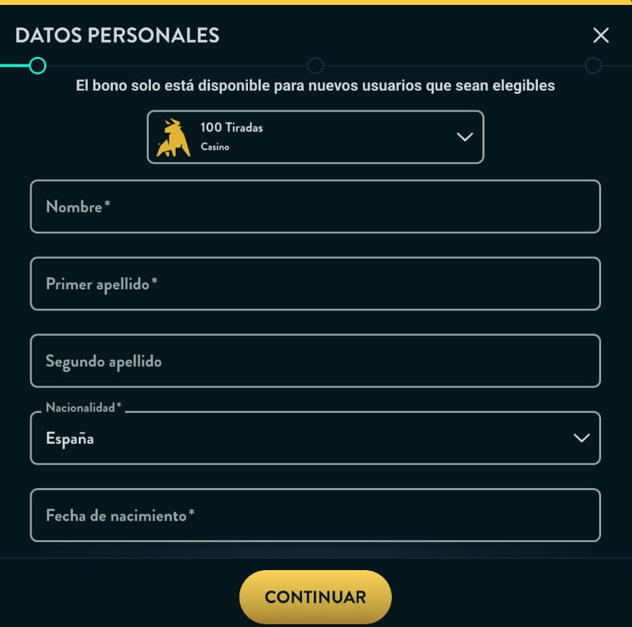 Registrarse en GoldenBull casino