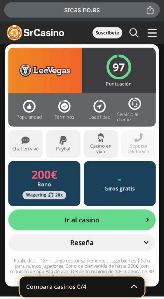 Cómo crear una cuenta de LeoVegas España