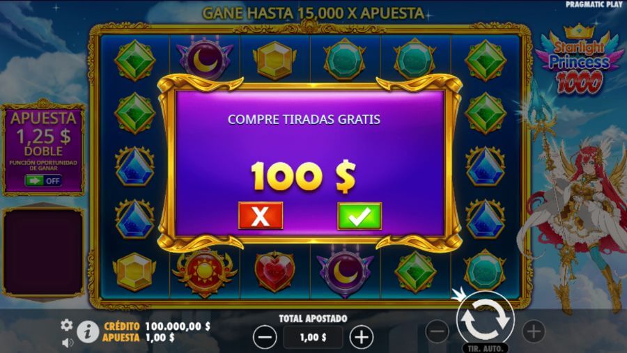 giros gratis en slot Starlight Princess 1000