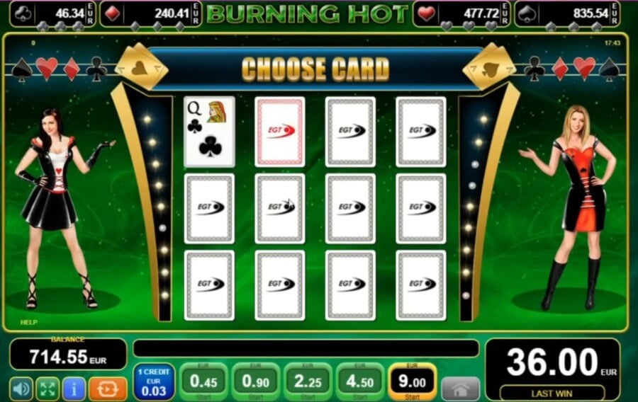 Juego de bonificación en la slot Burning Hot