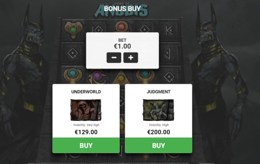 Compra de bonificación en Hand of Anubis slot